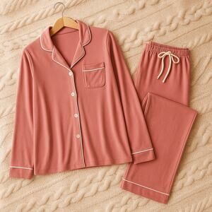 Flora by Flora Nikrooz Orange Piped Pajama Set M 10/12 – Soft Knit